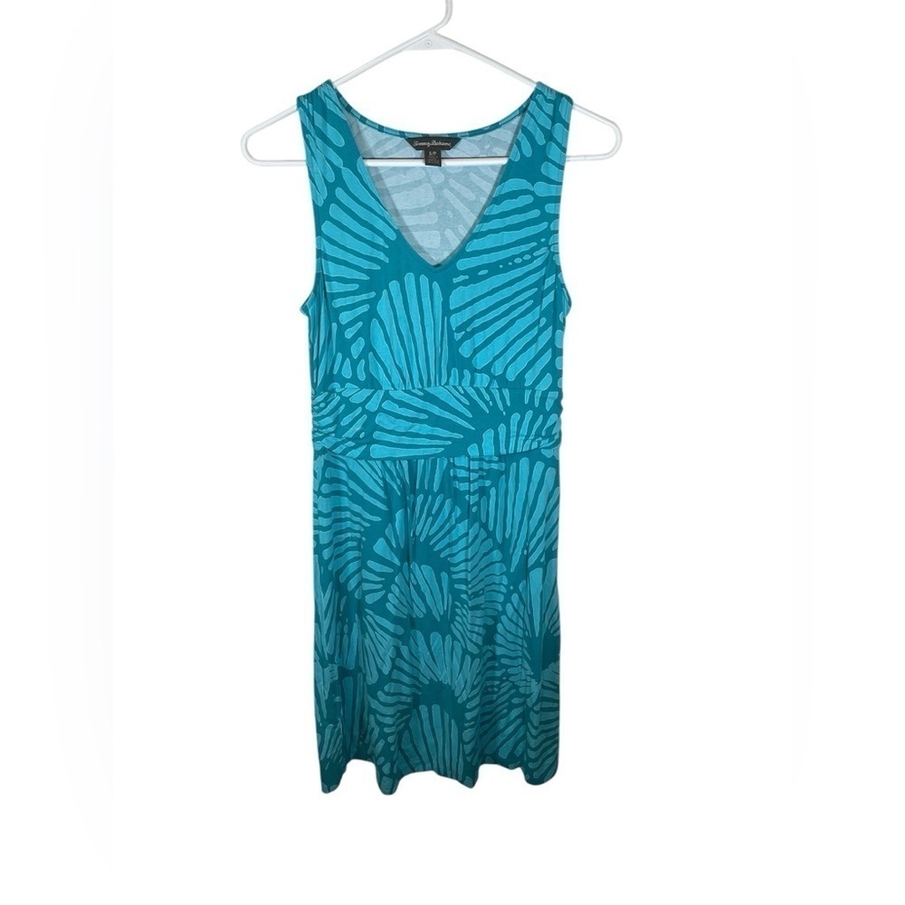 Tommy Bahama V-Neck Sleeveless Shell Print Turquoise Dress - Picture 1 of 6